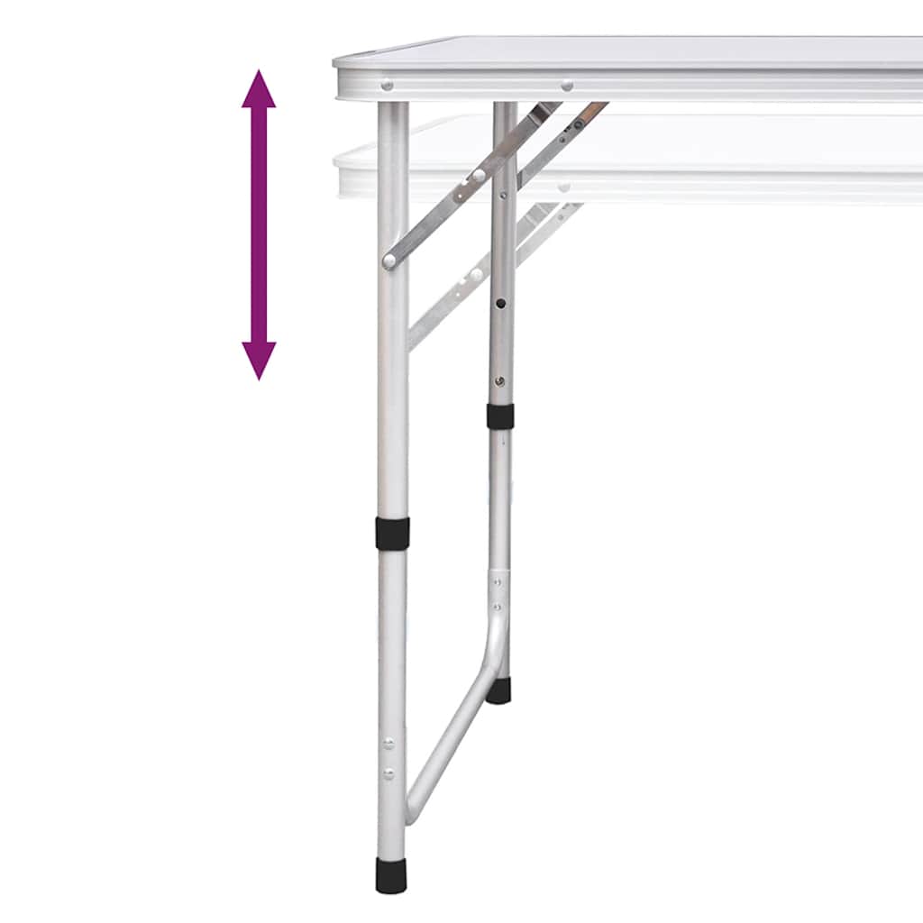Set Tavolo da Campeggio Pieghevole 6 Sedie Regolabili 180x60 cm