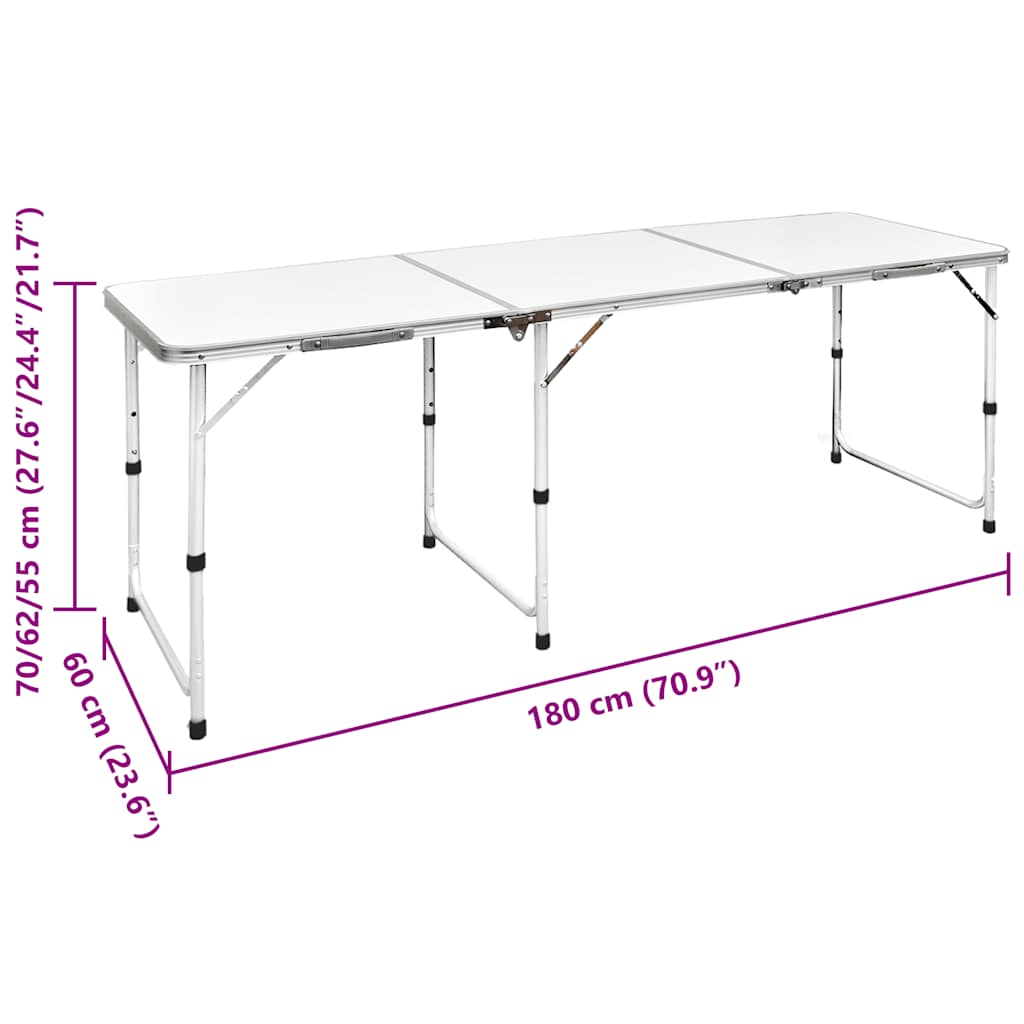 Set Tavolo da Campeggio Pieghevole 6 Sedie Regolabili 180x60 cm