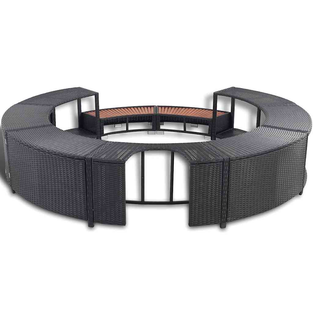 Bordo per Vasca da Spa in Polyrattan Nero