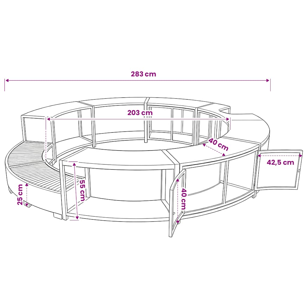 Bordo per Vasca da Spa in Polyrattan Nero