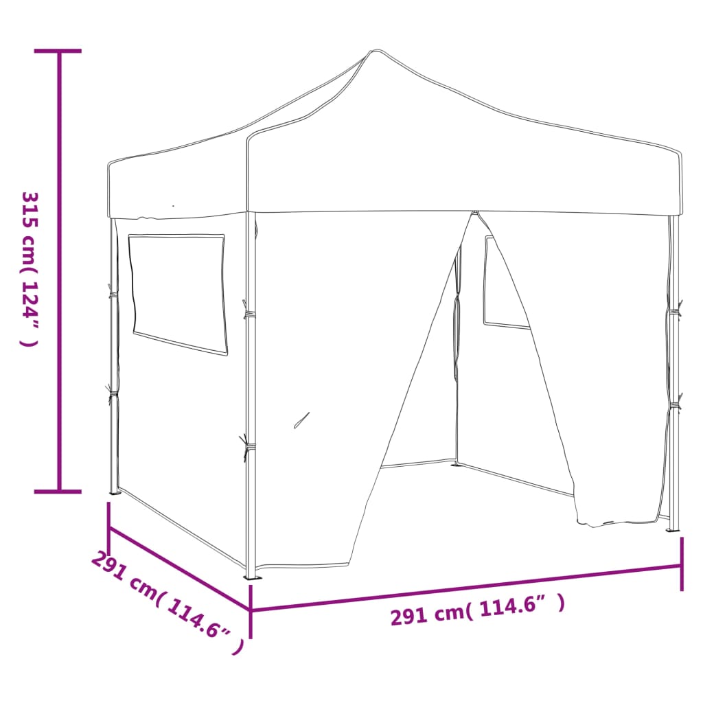 Tenda Pieghevole Verde 3 x 3 m con 4 Pareti