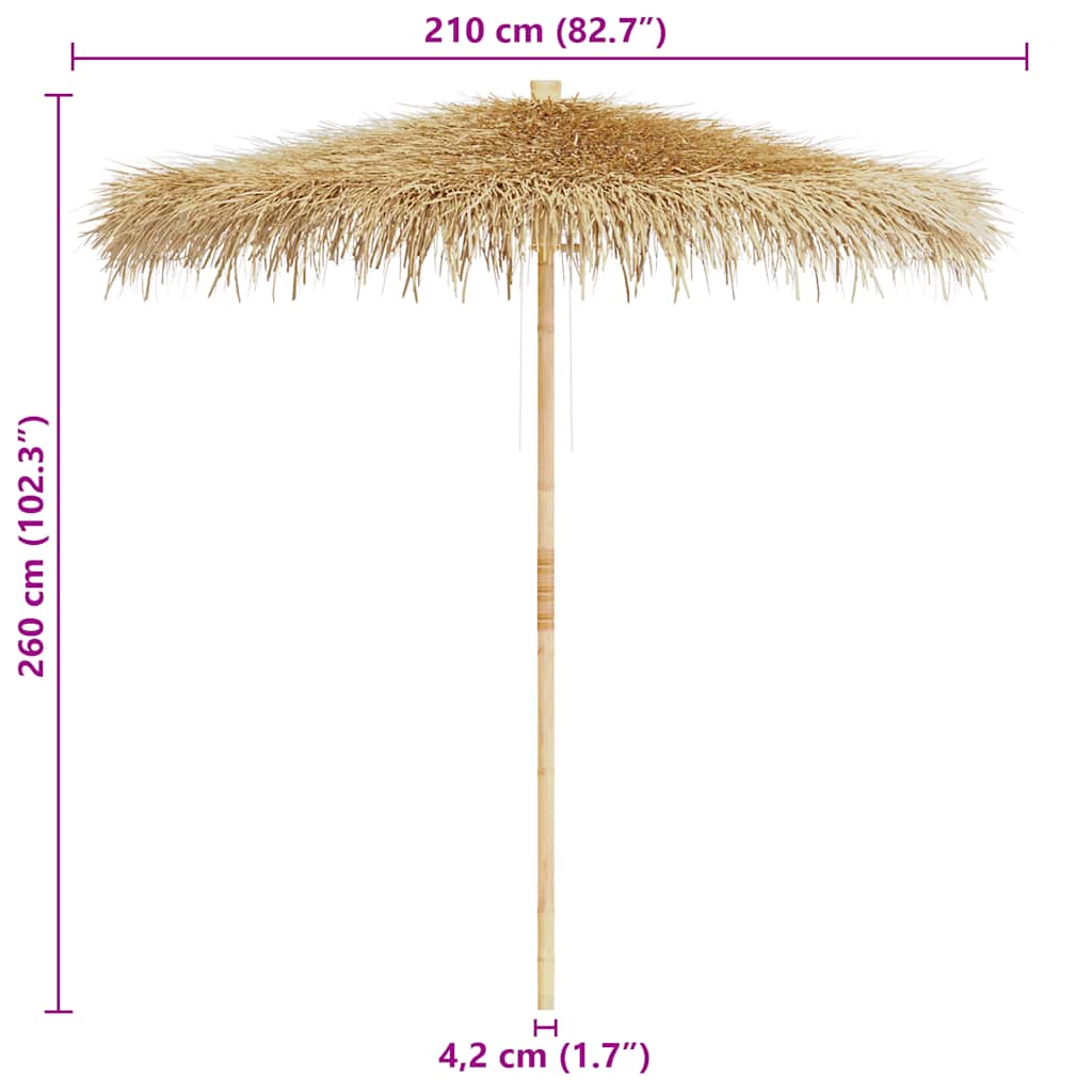 Ombrellone in Bambù 270 cm con Parasole in Foglie di Banano