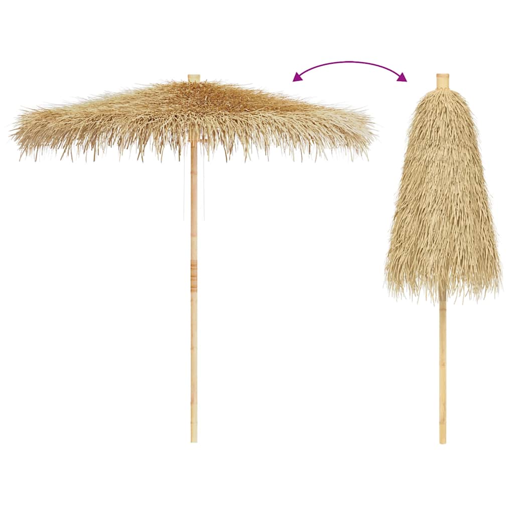 Ombrellone in Bambù 270 cm con Parasole in Foglie di Banano