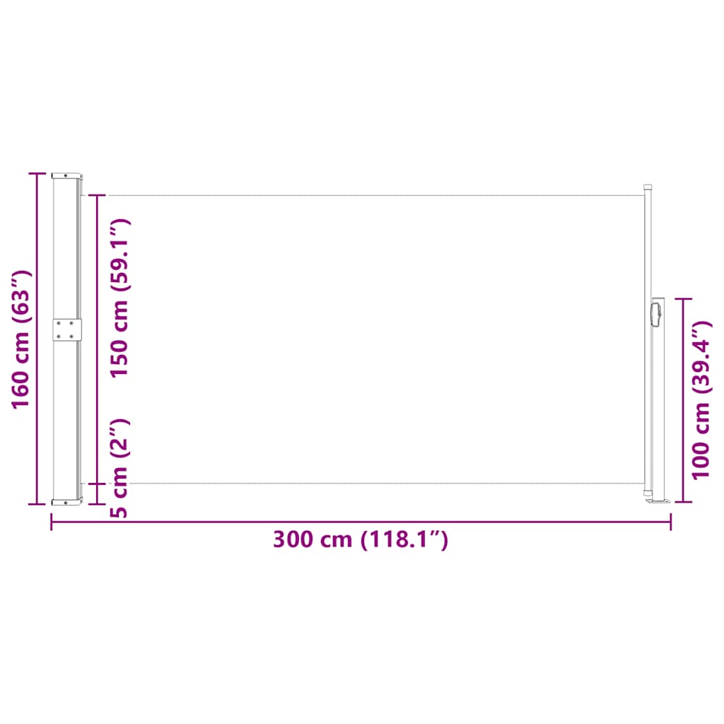 Tenda da Sole Laterale Retrattile 160 x 300 cm Marrone