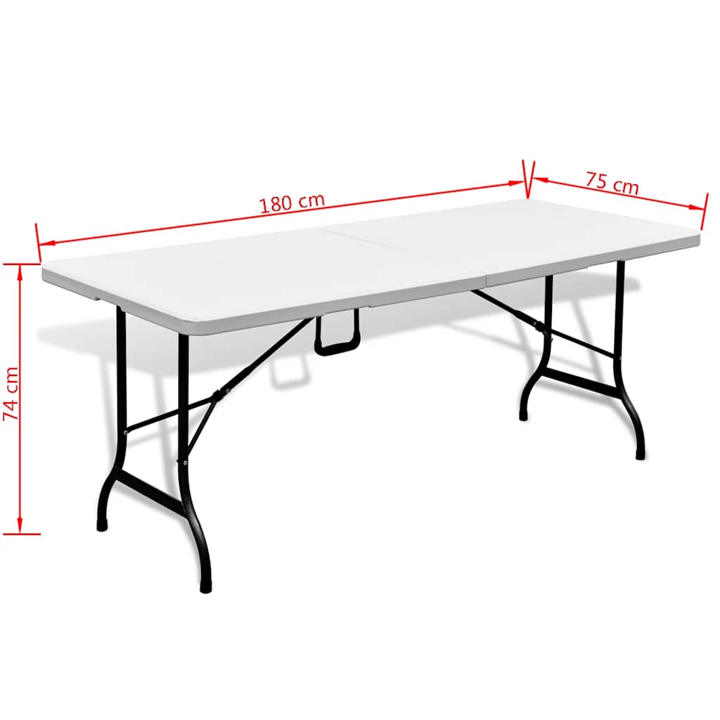 Tavolo da Giardino Pieghevole Bianco 180x75x74 cm in HDPE