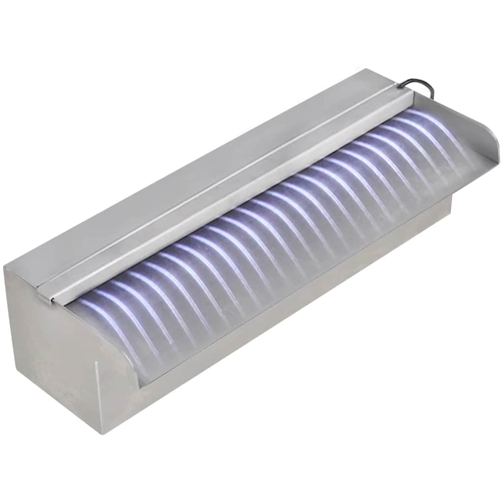 Cascata per Laghetto Rettangolare con LED in Acciaio Inox 30 cm