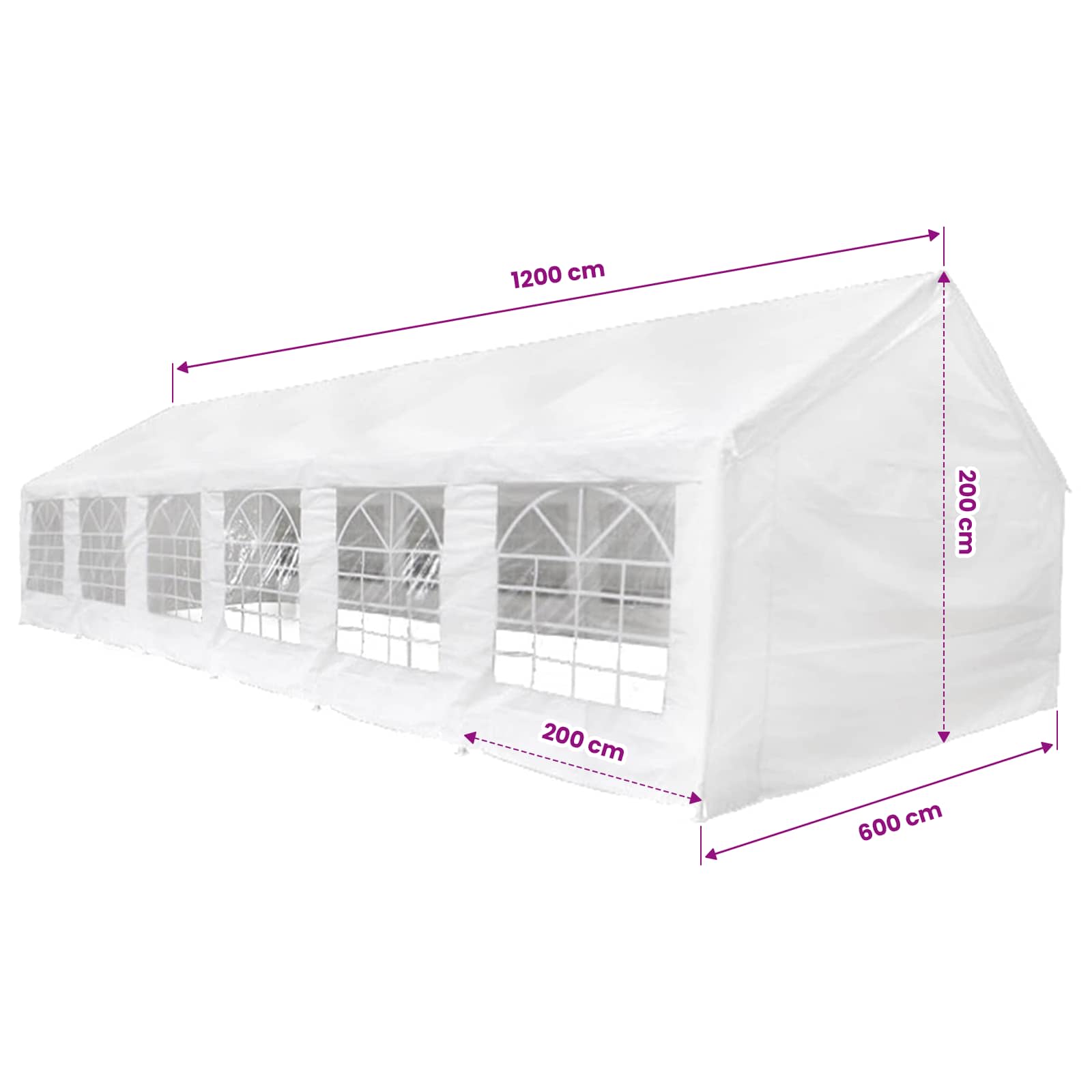 | Tessuto per tenda senza struttura | Bianco 12 x 6 m PE