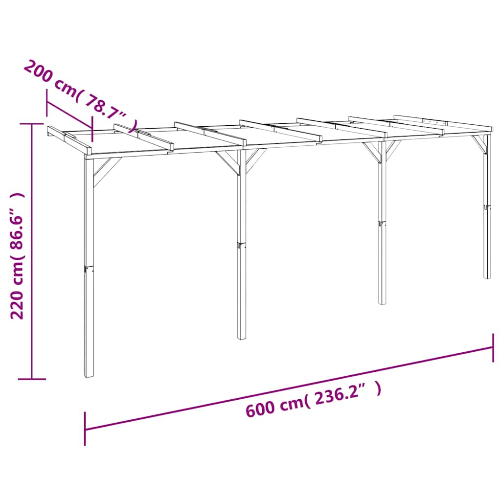 Struttura Pergolato 2x6x2,2 m in Legno