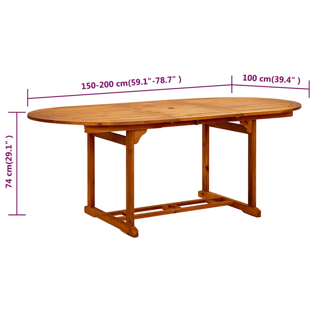 Tavolo da Giardino (150-200)x100x75 cm in Legno di Acacia