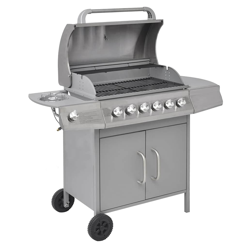 Barbecue a gas in acciaio con 6+1 fornelli, 133 cm