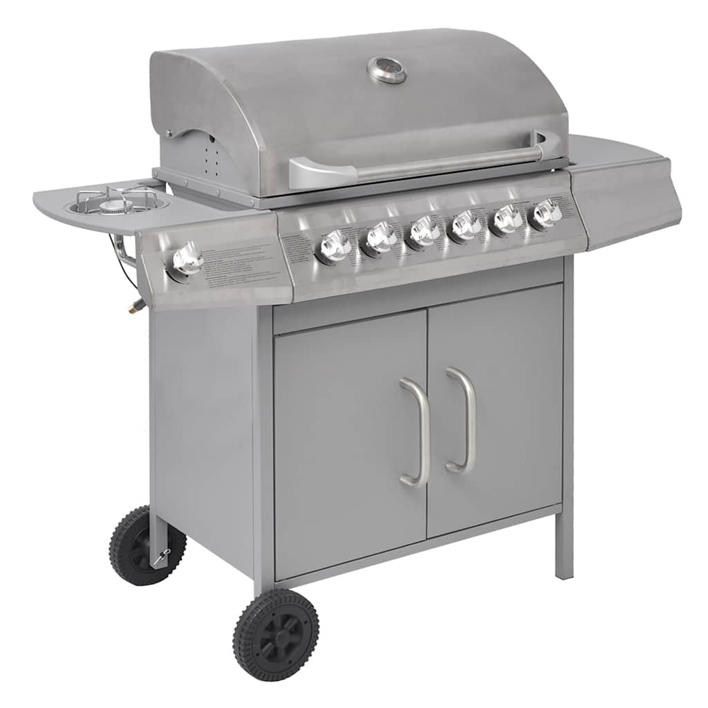 Barbecue a gas in acciaio con 6+1 fornelli, 133 cm