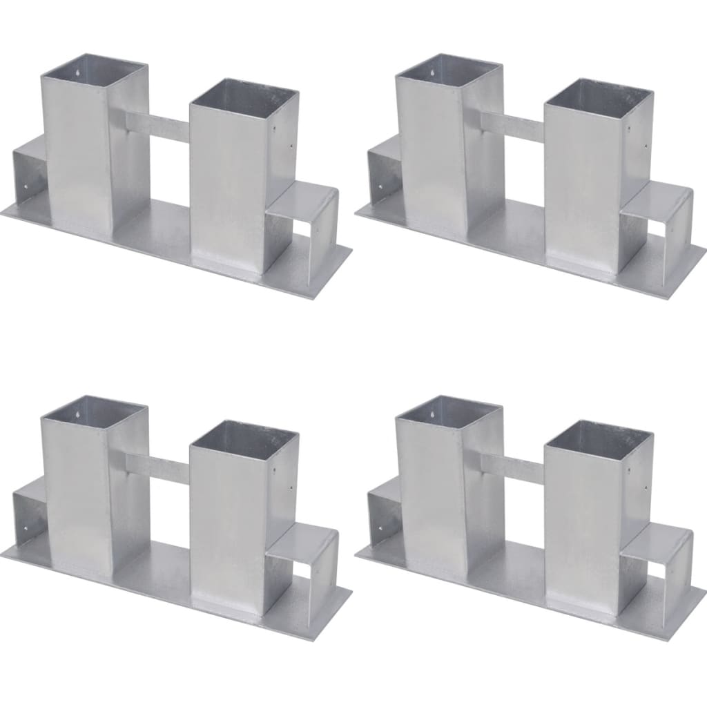 Set Supporti per Legna da Ardere 4 pz in Acciaio Argento