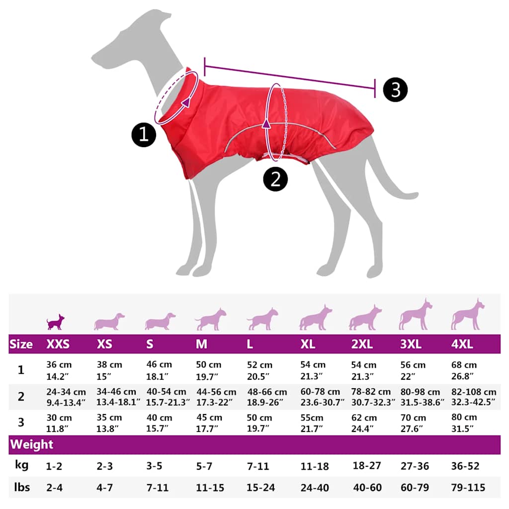Impermeabile per Cani con Strisce Riflettenti Poliestere XXS