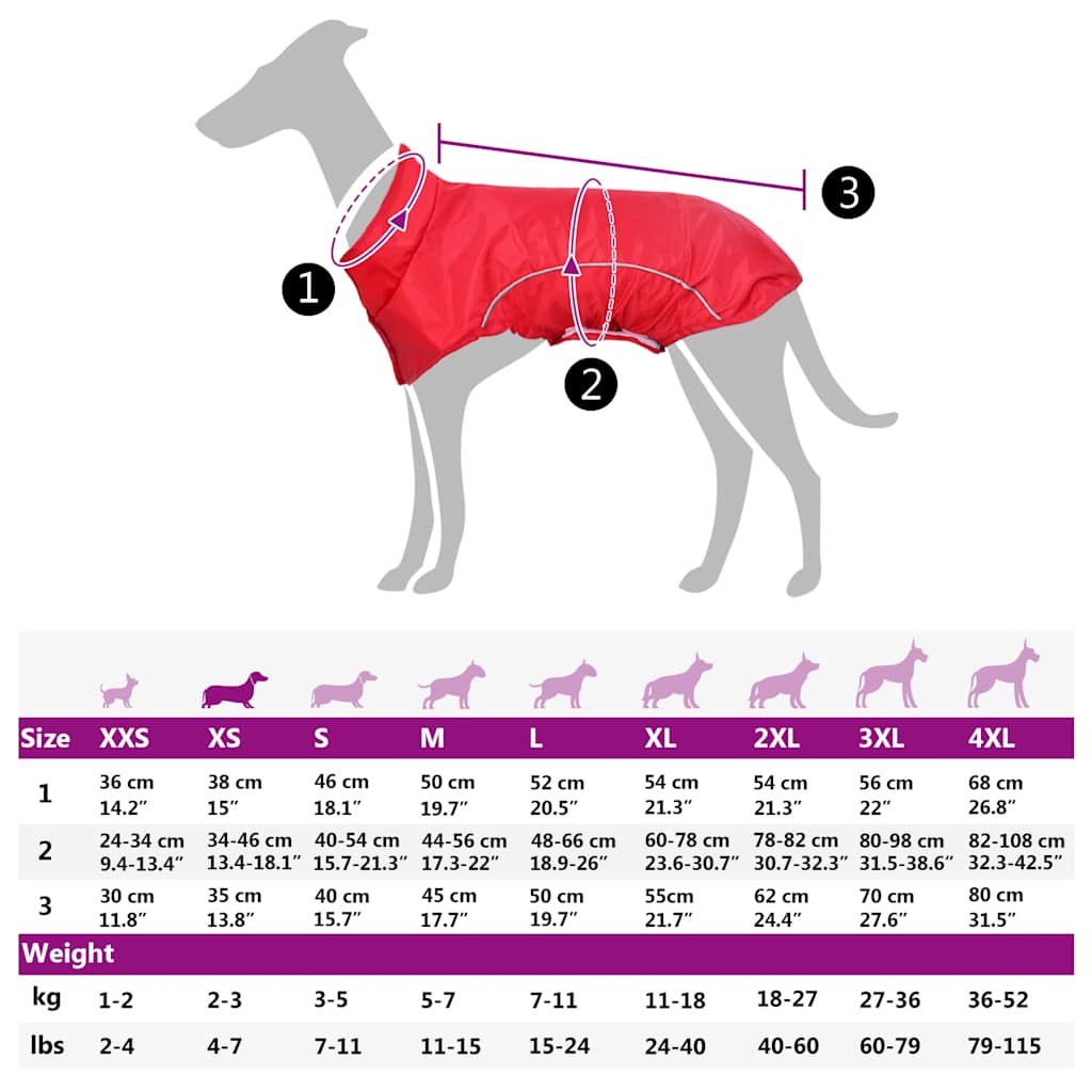 Impermeabile per Cani con Strisce Riflettenti Poliestere XS