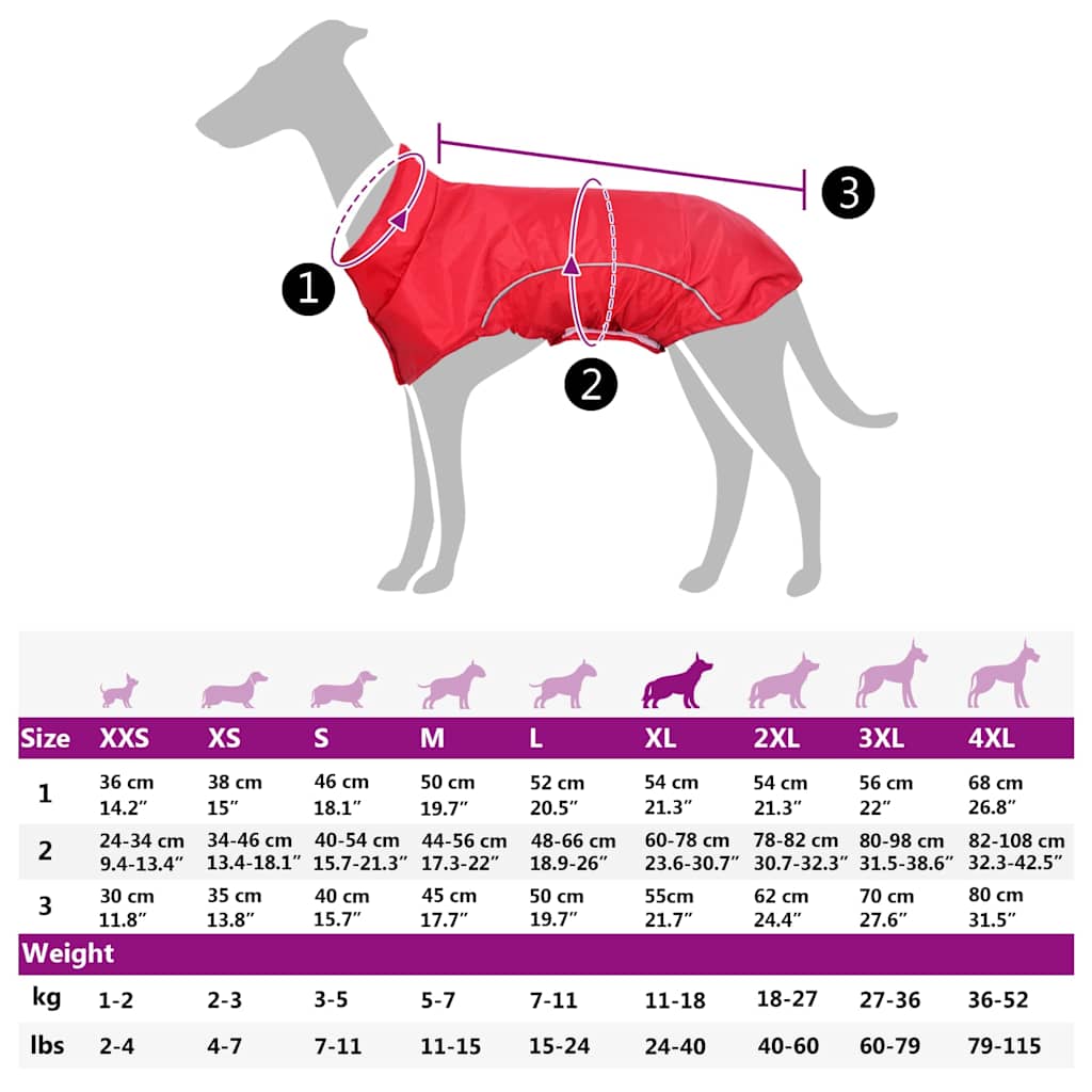 Impermeabile per Cani con Strisce Riflettenti Poliestere XL