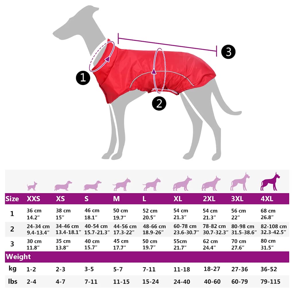 Impermeabile per Cani con Strisce Riflettenti Poliestere 4XL