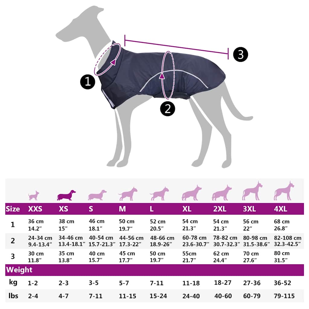 Impermeabile per Cani con Strisce Riflettenti Poliestere XS