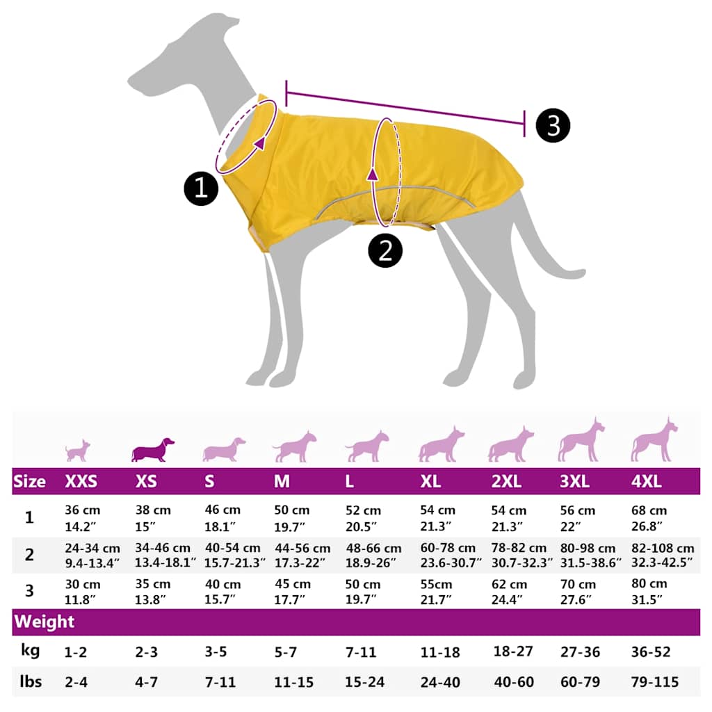 Impermeabile per Cani con Strisce Riflettenti Poliestere XS