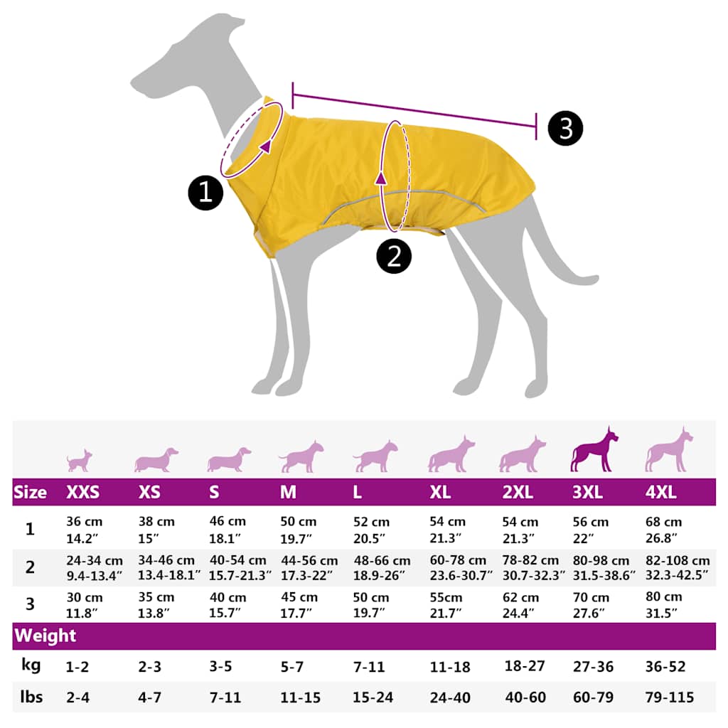 Impermeabile per Cani con Strisce Riflettenti Poliestere 3XL