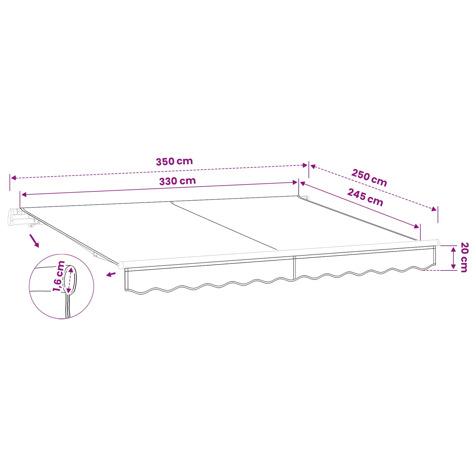 Telo di ricambio per tenda da sole per 3,5x2,5 m Beige