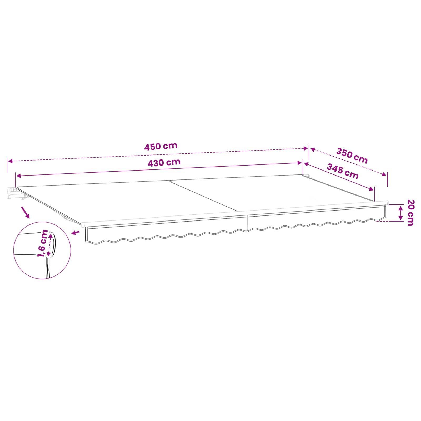 Telo di ricambio per tenda da sole per 4,5x3,5 m Beige