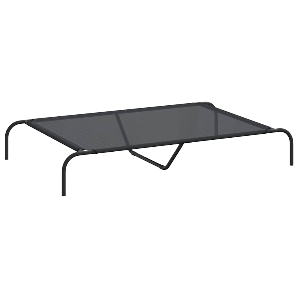 Cuccia per Cani Rialzata Nera 130x80x20 cm Textilene e Acciaio