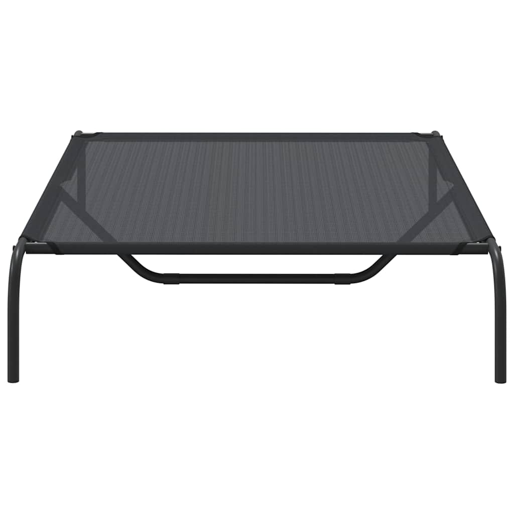 Cuccia per Cani Rialzata Nera 130x80x20 cm Textilene e Acciaio