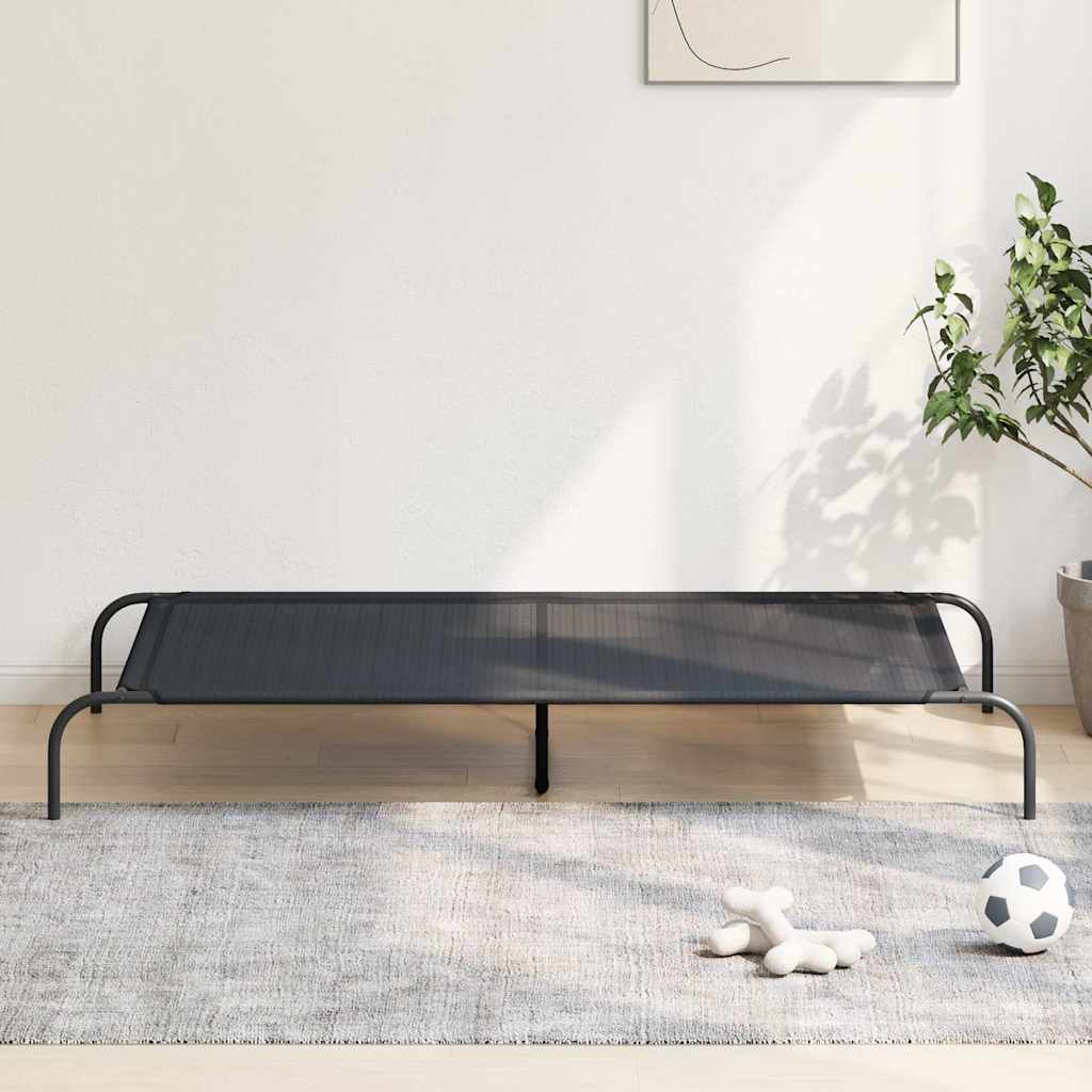 Cuccia per Cani Rialzata Nera 150x90x20 cm Textilene e Acciaio