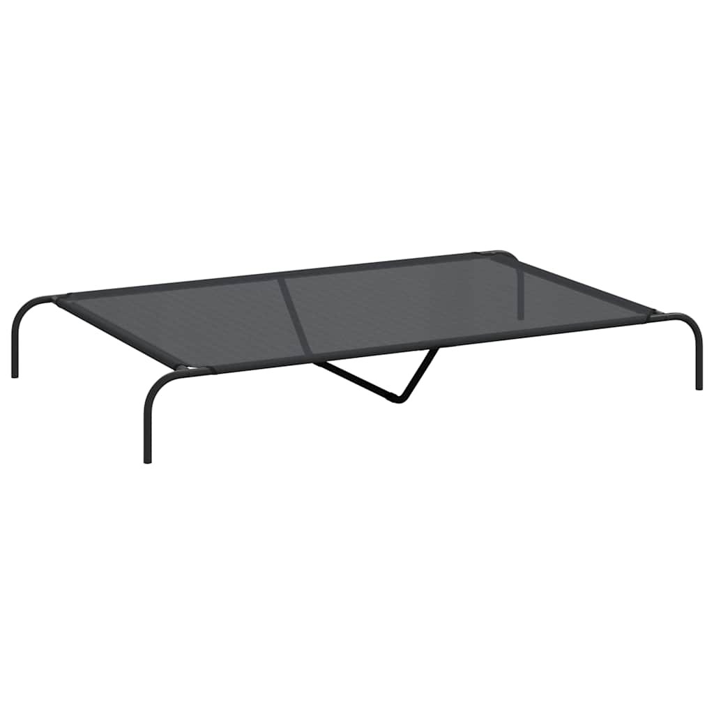 Cuccia per Cani Rialzata Nera 150x90x20 cm Textilene e Acciaio
