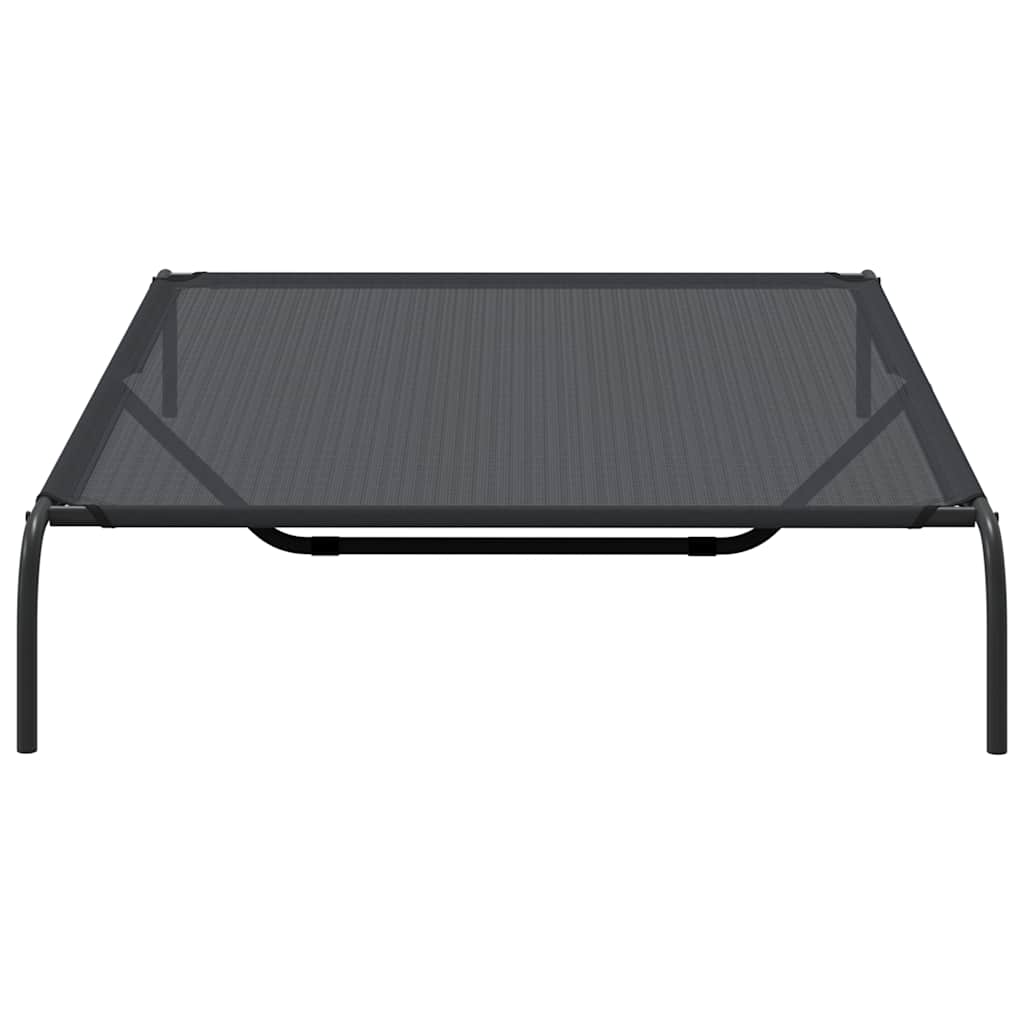 Cuccia per Cani Rialzata Nera 150x90x20 cm Textilene e Acciaio
