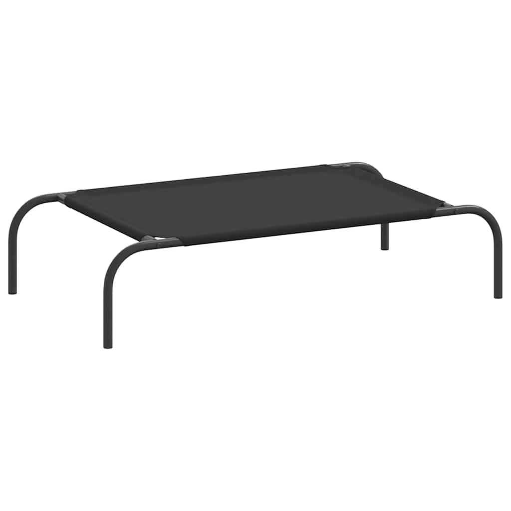 Cuccia per Cani Rialzata Nera 90x50x20 cm Tela Oxford e Acciaio