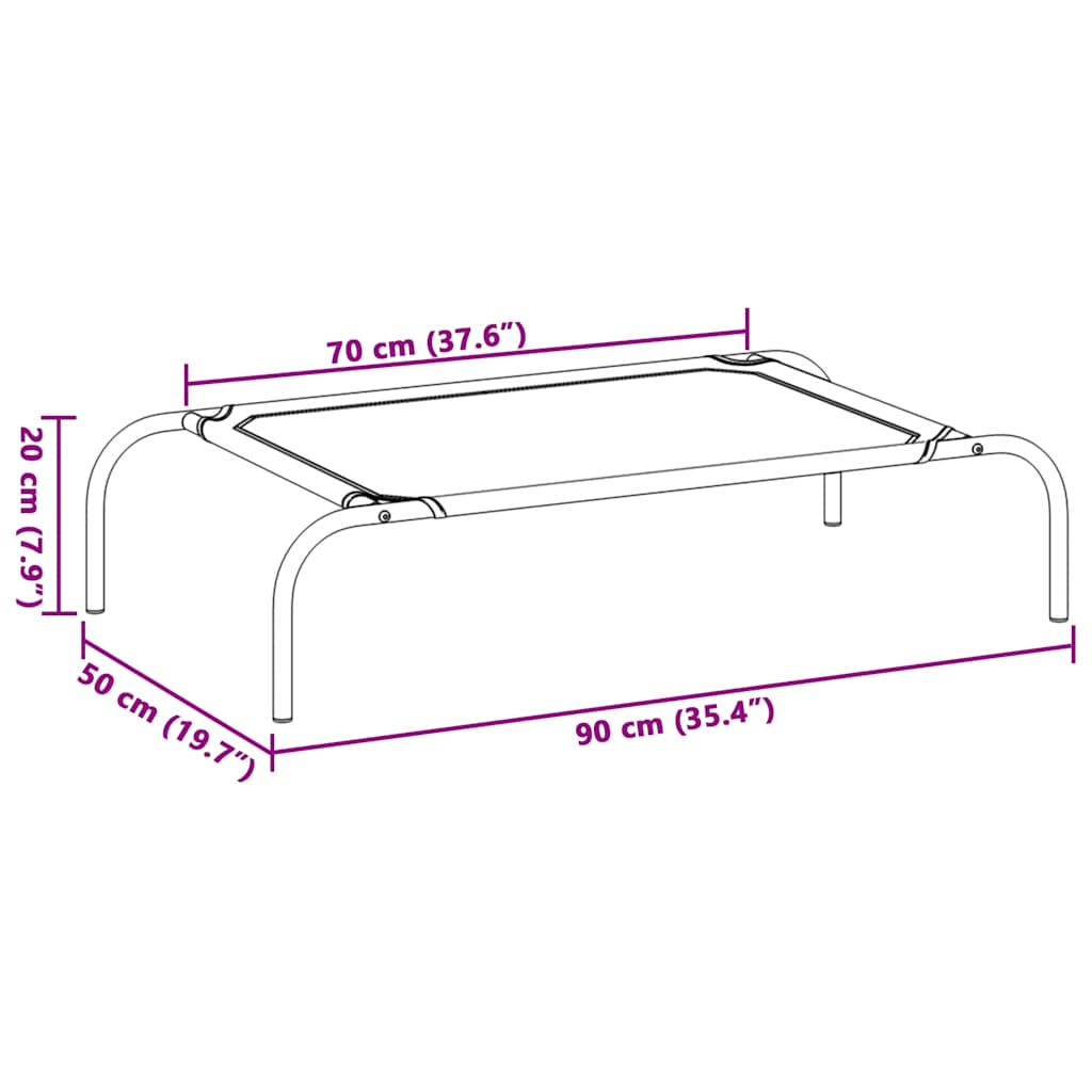 Cuccia per Cani Rialzata Nera 90x50x20 cm Tela Oxford e Acciaio