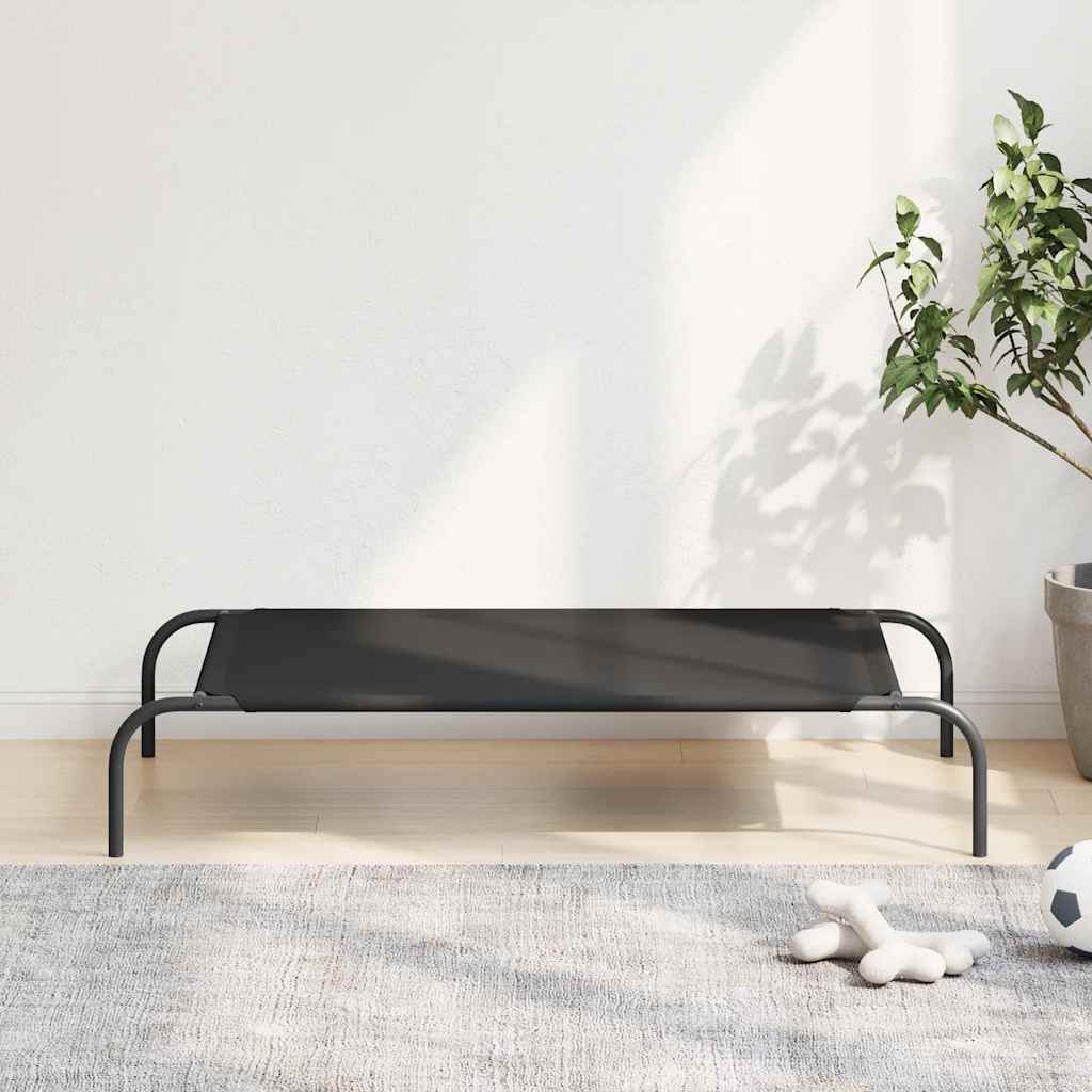 Cuccia per Cani Rialzata Nera 110x65x20cm Tela Oxford e Acciaio