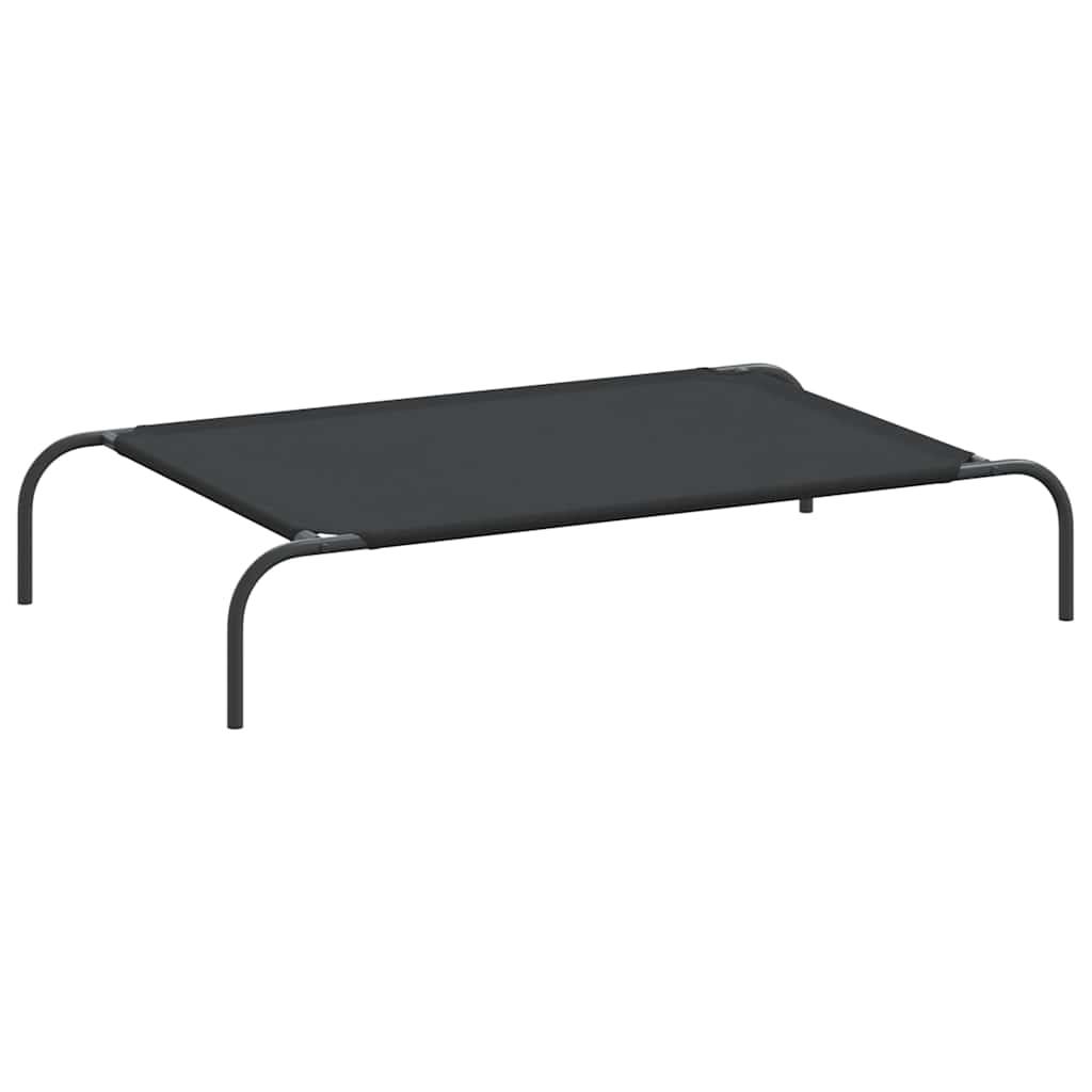 Cuccia per Cani Rialzata Nera 110x65x20cm Tela Oxford e Acciaio