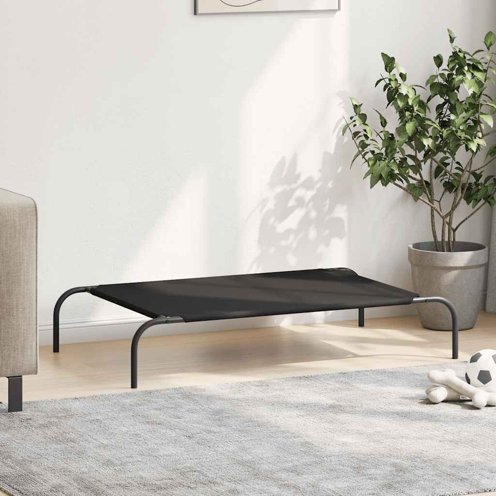 Cuccia per Cani Rialzata Nera 110x65x20cm Tela Oxford e Acciaio