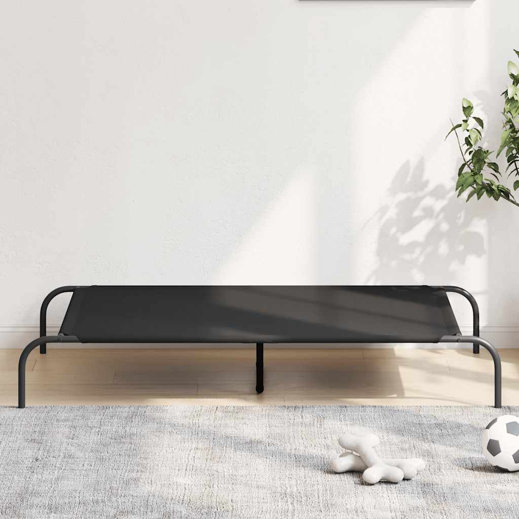 Cuccia per Cani Rialzata Nera 130x80x20cm Tela Oxford e Acciaio