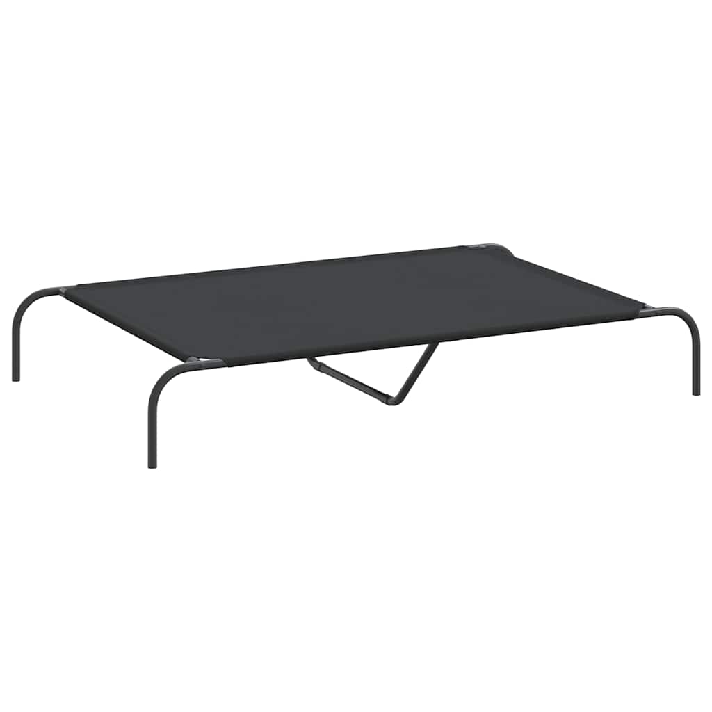 Cuccia per Cani Rialzata Nera 130x80x20cm Tela Oxford e Acciaio