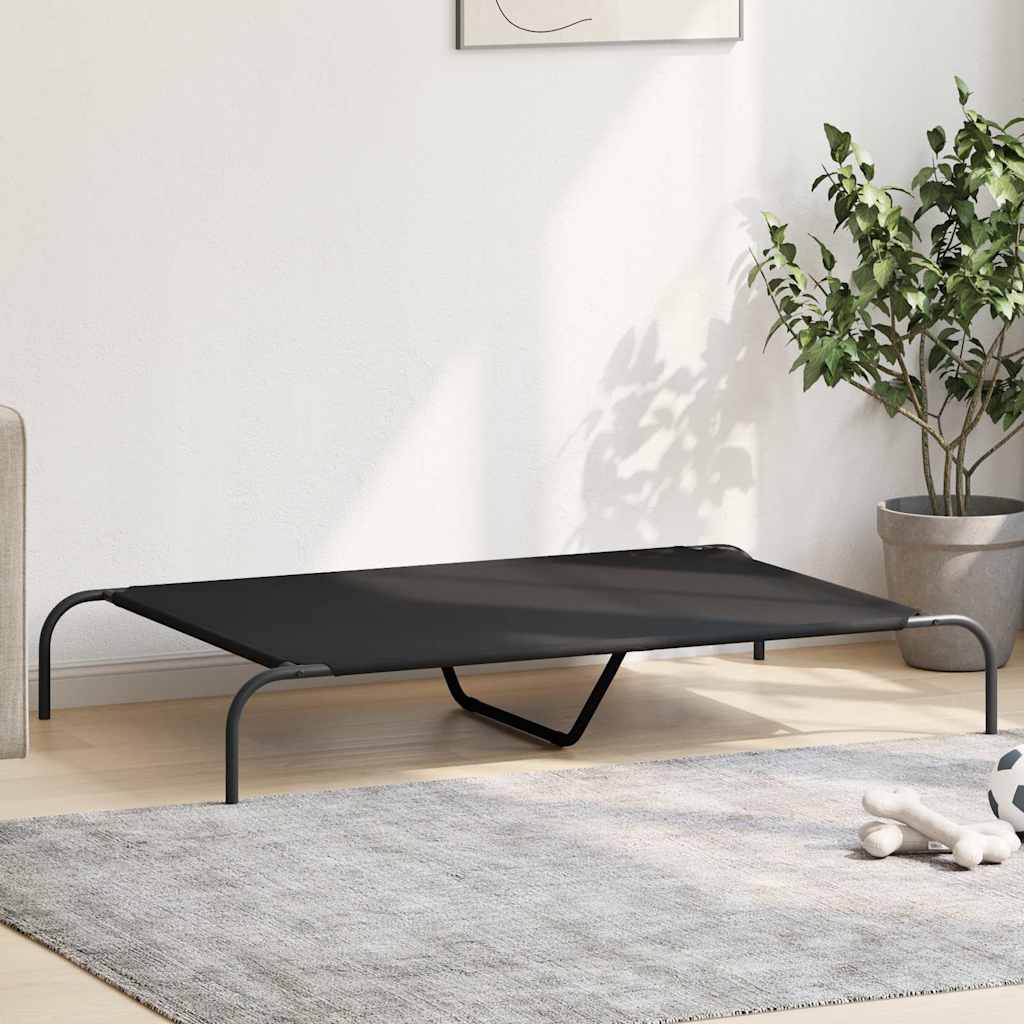 Cuccia per Cani Rialzata Nera 130x80x20cm Tela Oxford e Acciaio
