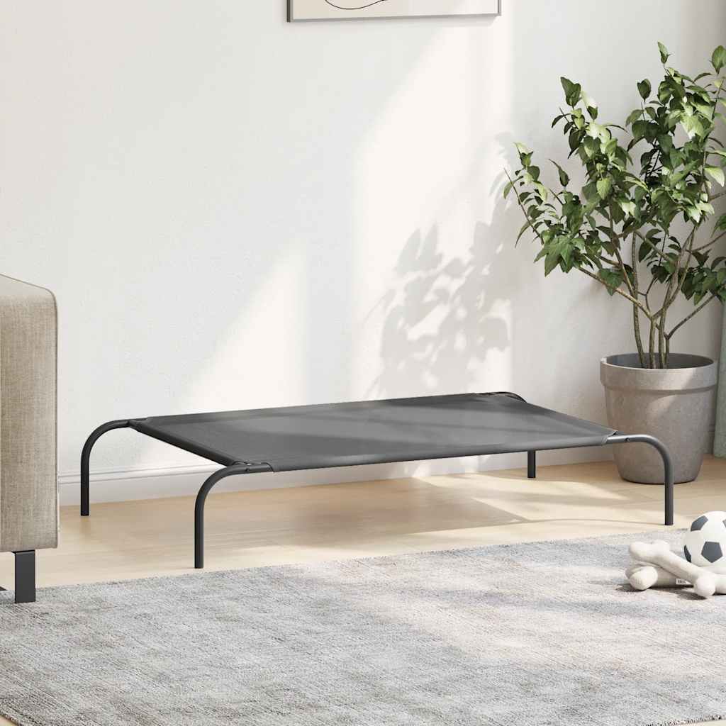 Cuccia per Cani Rialzata Grigia 110x65x20cm Textilene e Acciaio