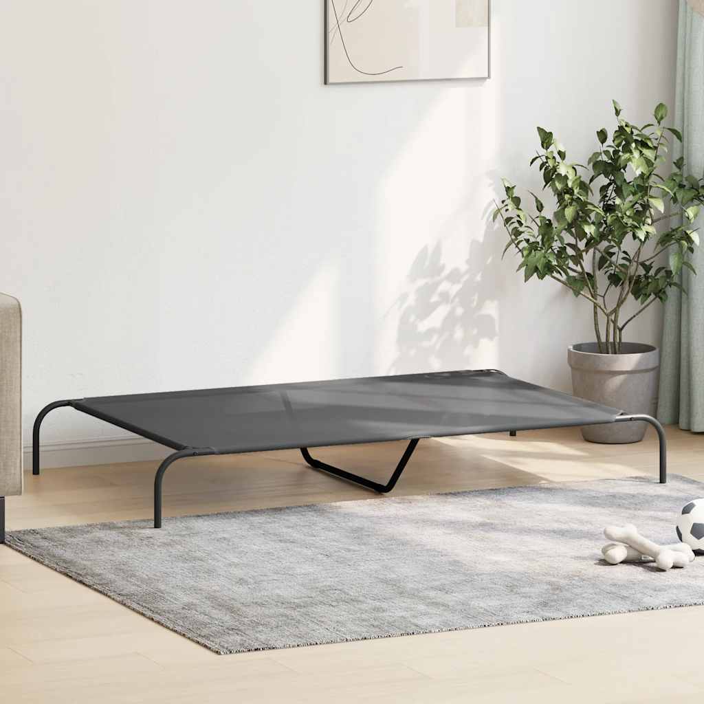 Cuccia per Cani Rialzata Grigia 150x90x20cm Textilene e Acciaio