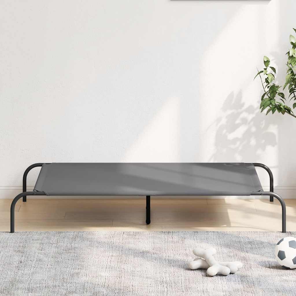 Cuccia per Cani Rialzata Grigia 130x80x20cm Tela Oxford/Acciaio