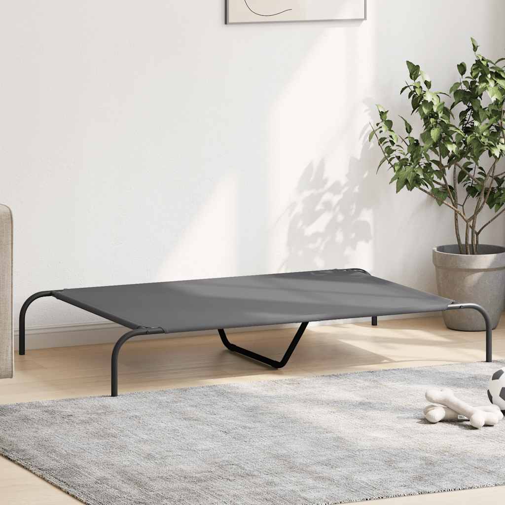 Cuccia per Cani Rialzata Grigia 130x80x20cm Tela Oxford/Acciaio