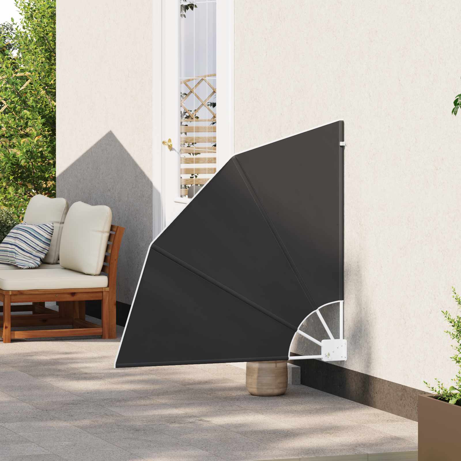 Schermo di Privacy per Balcone 115 x 115 cm Poliestere Nero
