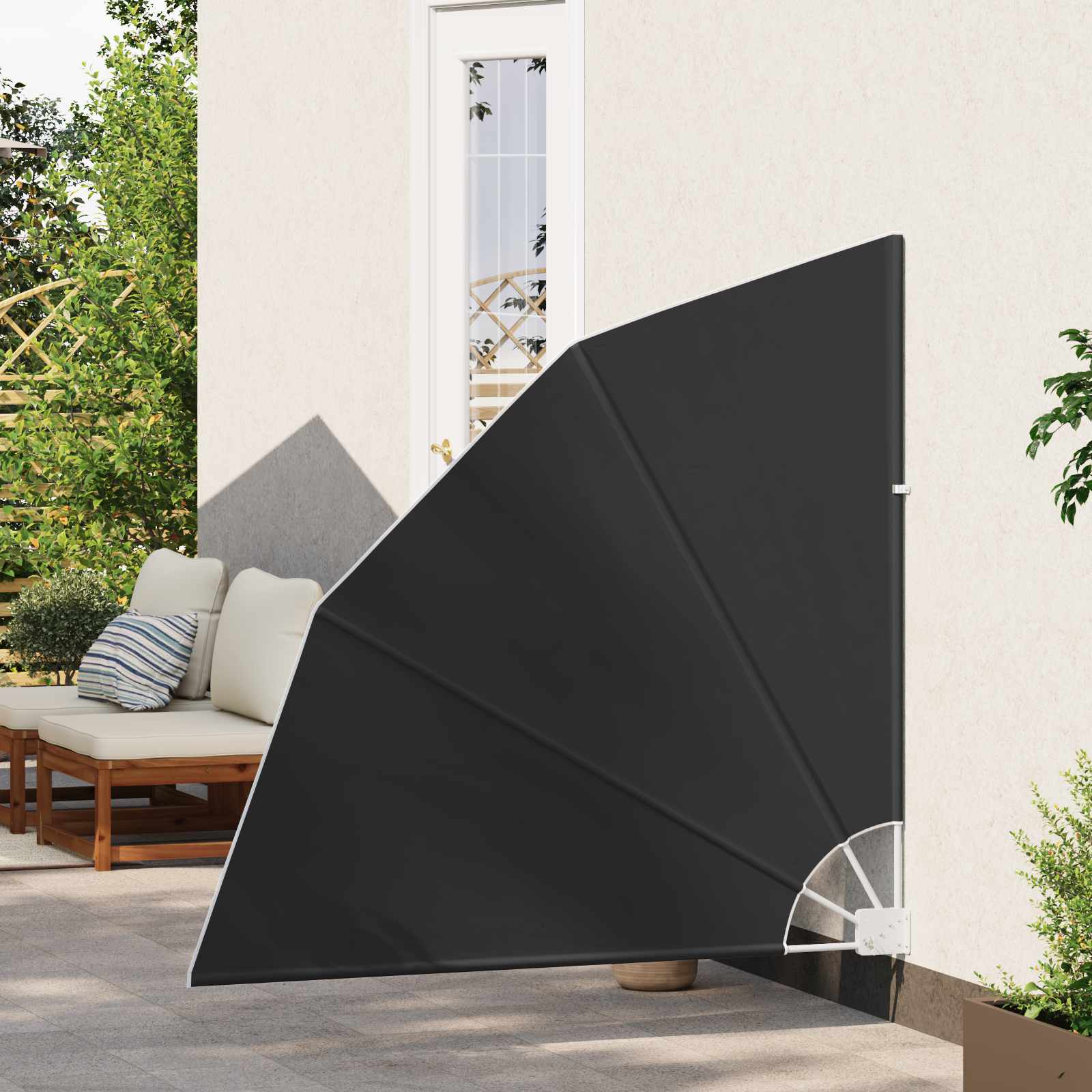 Schermo di Privacy per Balcone 140 x 140 cm Poliestere Nero