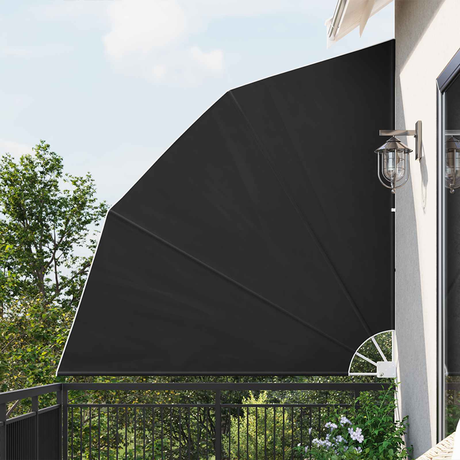 Schermo di Privacy per Balcone 210 x 210 cm Poliestere Nero