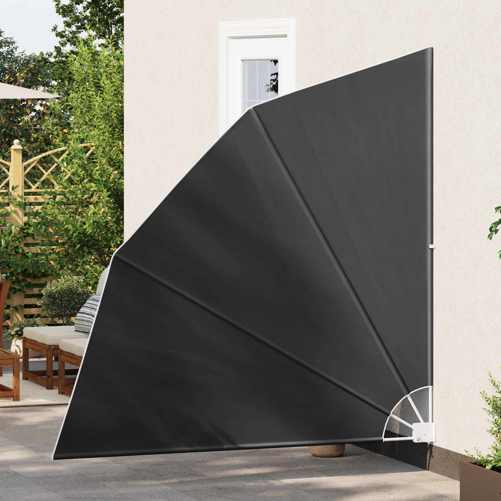 Schermo di Privacy per Balcone 210 x 210 cm Poliestere Nero