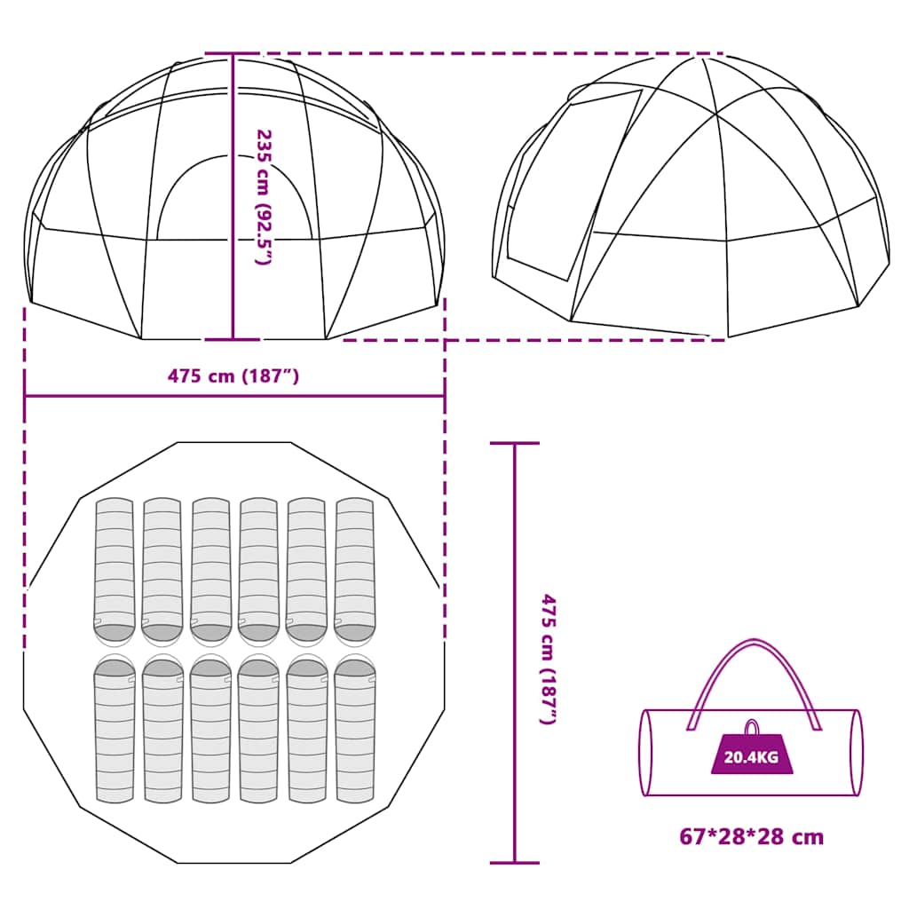 Tenda a Cupola Grigio e arancione 475 x 475 x 235 cm taffetà