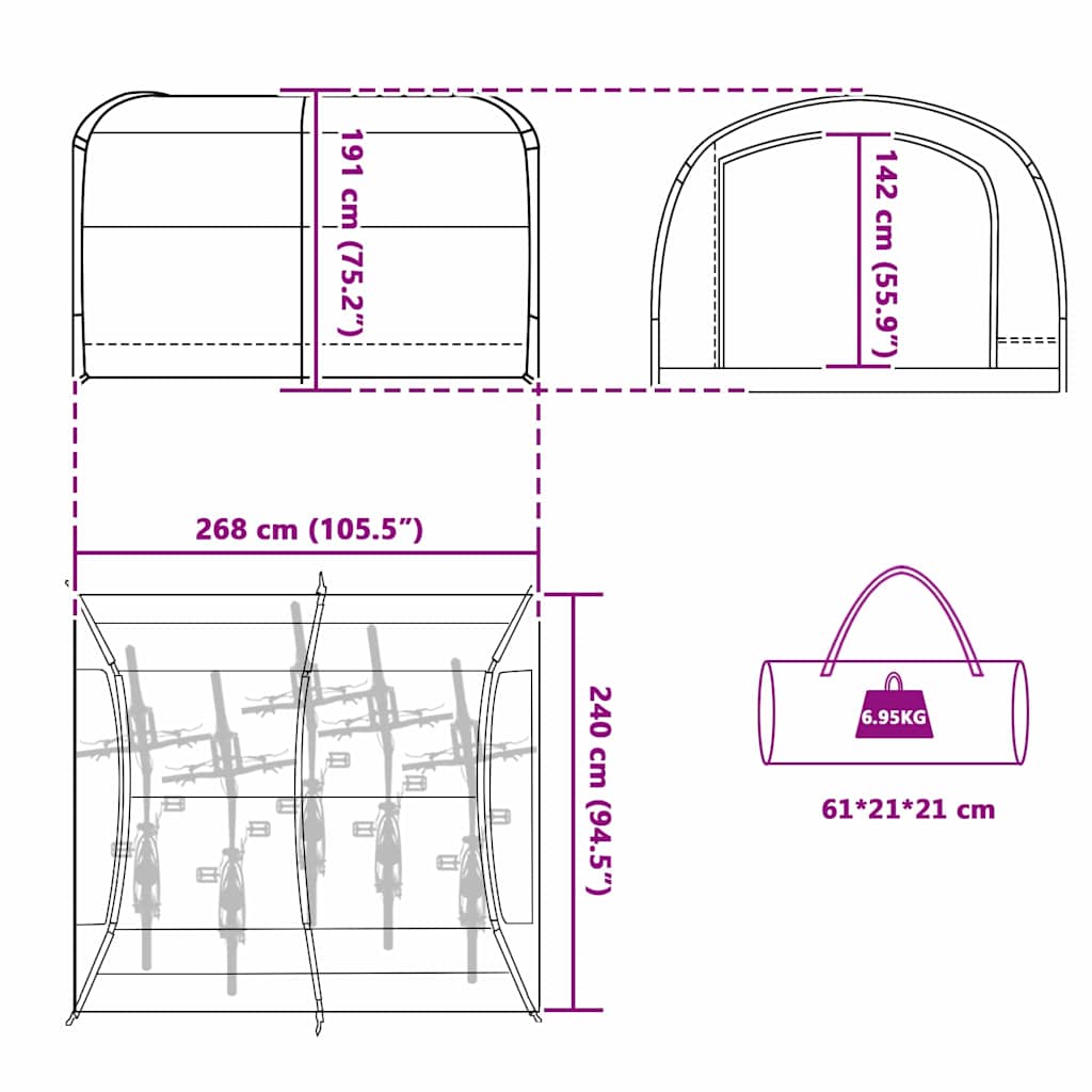 Tenda Blu 268 x 240 x 191 cm Poliestere Impermeabile