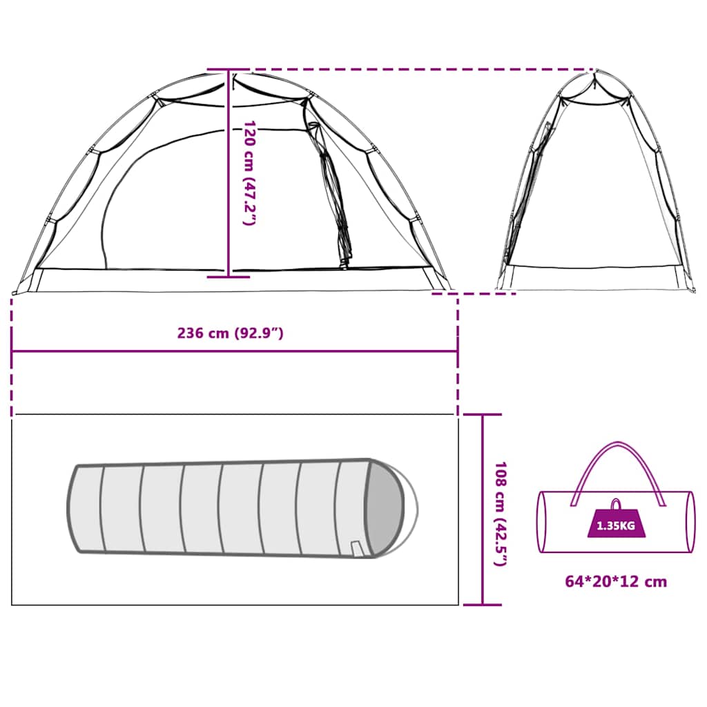 Tenda 1 persona Grigio e Nero