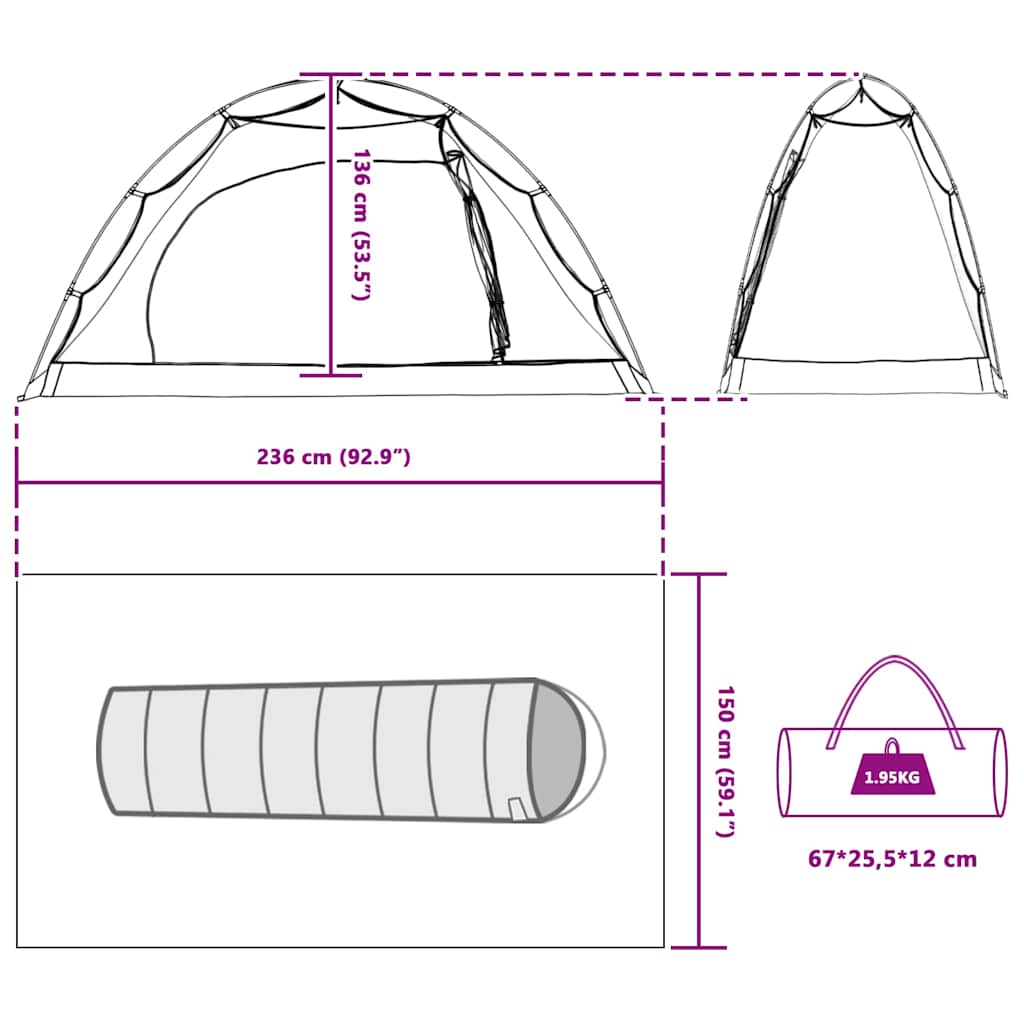 Tenda 1 persona Grigio e Nero